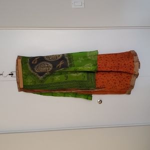 Double Layer Maxi Silk Wrap Skirt